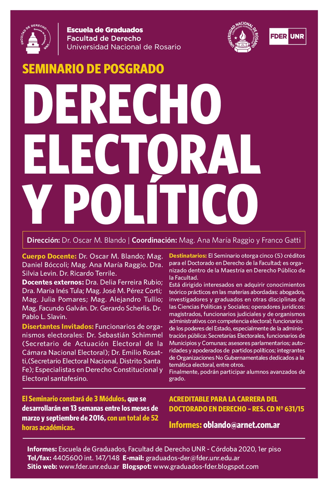 Inscripción Seminario de «Derecho Electoral»