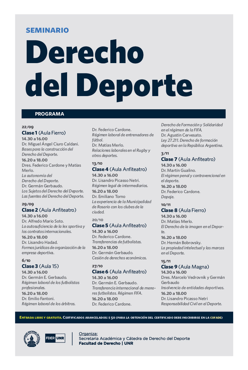 13/10 Seminario Derecho del Deporte