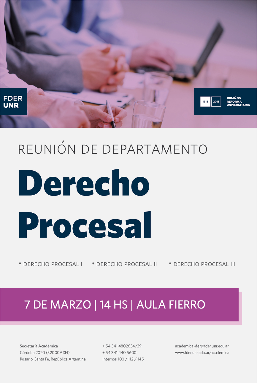 Reunión de Departamento – Derecho Procesal